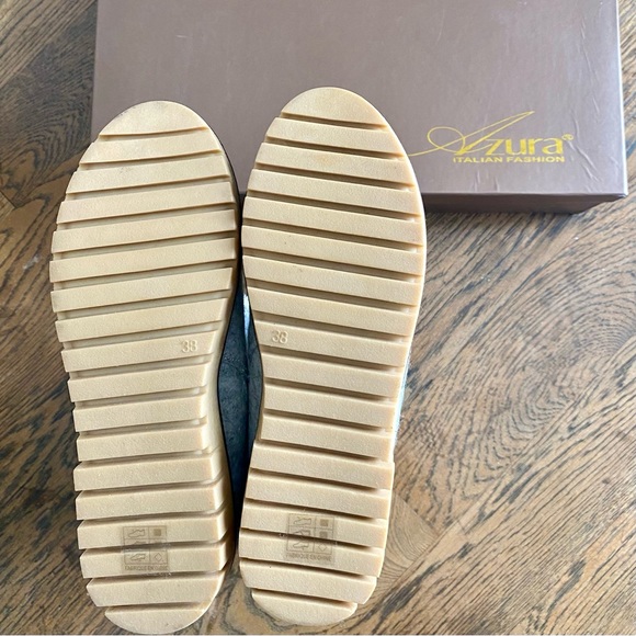 New in Box Azure Jarria Mid Calf Gray, Italian, Embroidered Wool Boots - Picture 4 of 7